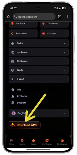 Download our APK FreshBet